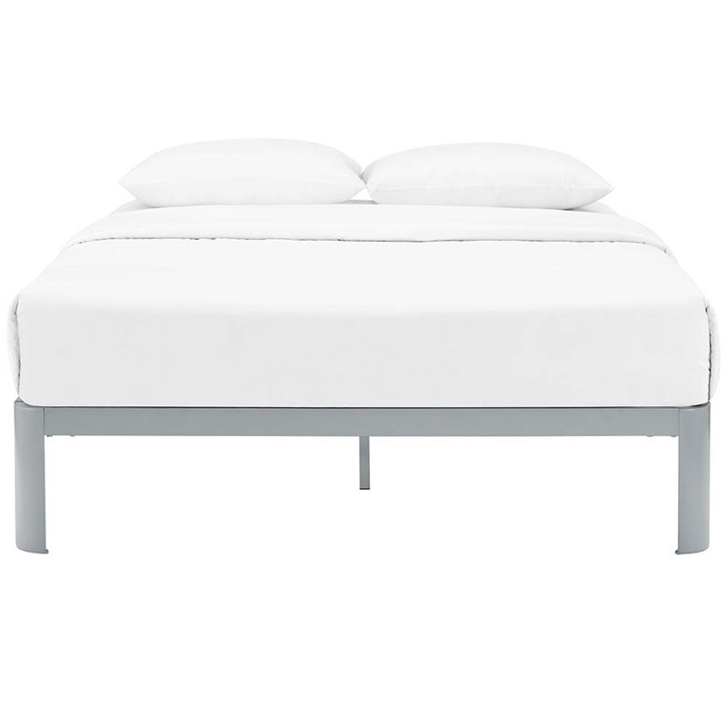 Modway Corinne Modern Sturdy Powder Coated Steel Queen Bed Frame in Gray