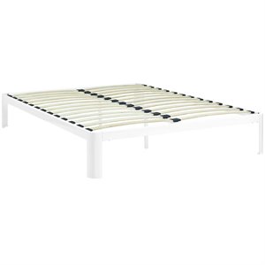 Modway Corinne Modern Sturdy Powder Coated Steel Queen Bed Frame in White