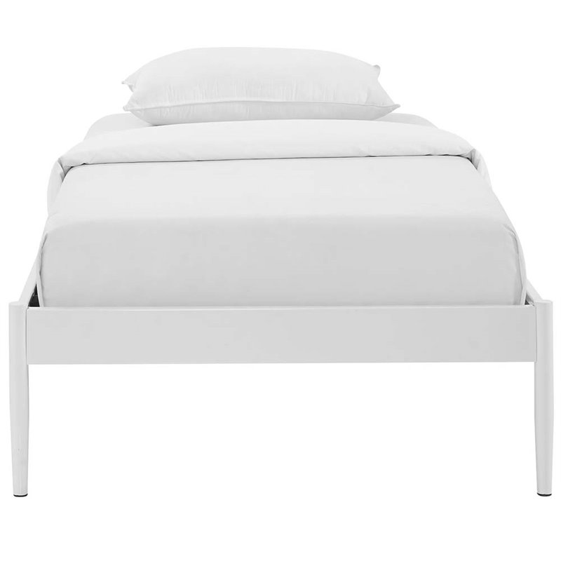 Modway Elsie Modern Sturdy Powder Coated Steel Twin Bed Frame in White