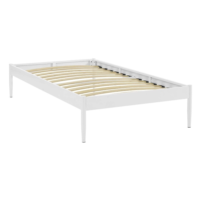 Modway Elsie Modern Sturdy Powder Coated Steel Twin Bed Frame in White
