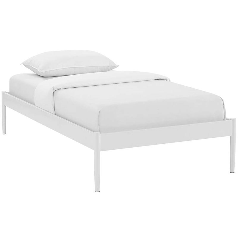 Modway Elsie Modern Sturdy Powder Coated Steel Twin Bed Frame in White