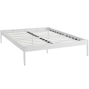 Modway Elsie Modern Sturdy Powder Coated Steel Full Bed Frame in White