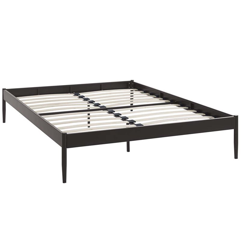Modway Elsie Modern Sturdy Powder Coated Steel Queen Bed Frame in Brown