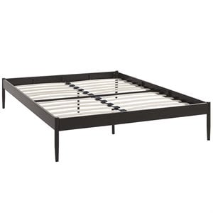 Modway Elsie Modern Sturdy Powder Coated Steel Queen Bed Frame in Brown