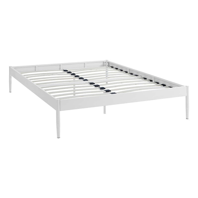 Modway Elsie Modern Sturdy Powder Coated Steel Queen Bed Frame in White