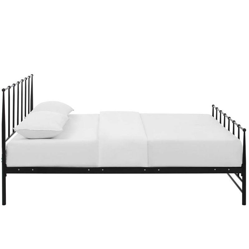 Modway Estate Modern Sturdy Powder Coated Steel Queen Bed in Brown
