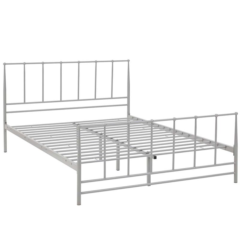 Modway Estate Modern Sturdy Powder Coated Steel King Bed in Gray