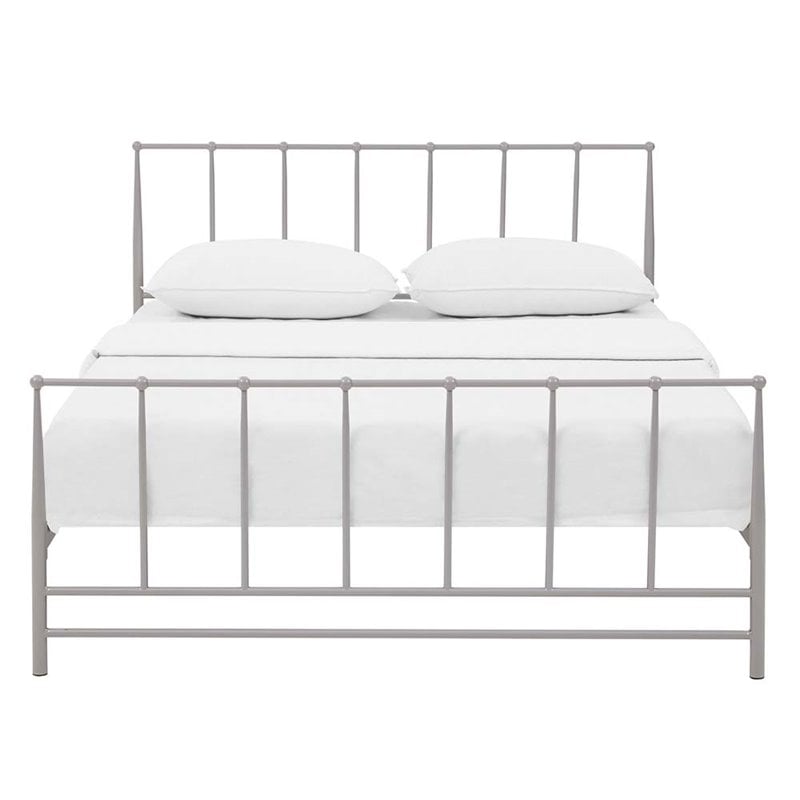 Modway Estate Modern Sturdy Powder Coated Steel King Bed in Gray