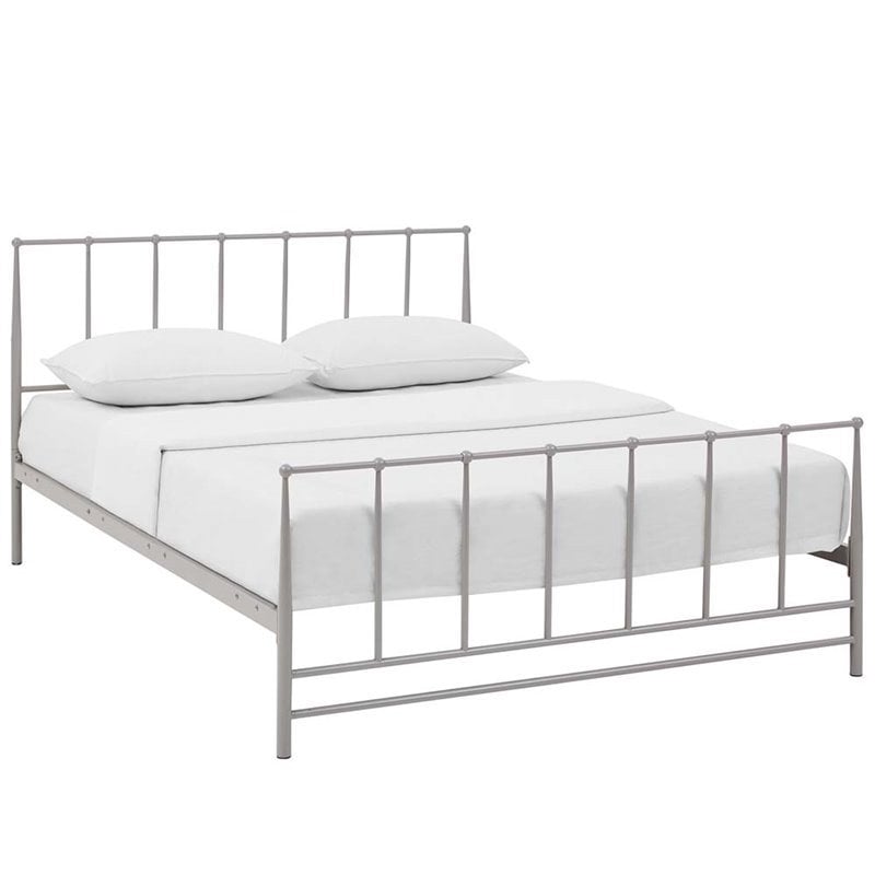 Modway Estate Modern Sturdy Powder Coated Steel King Bed in Gray