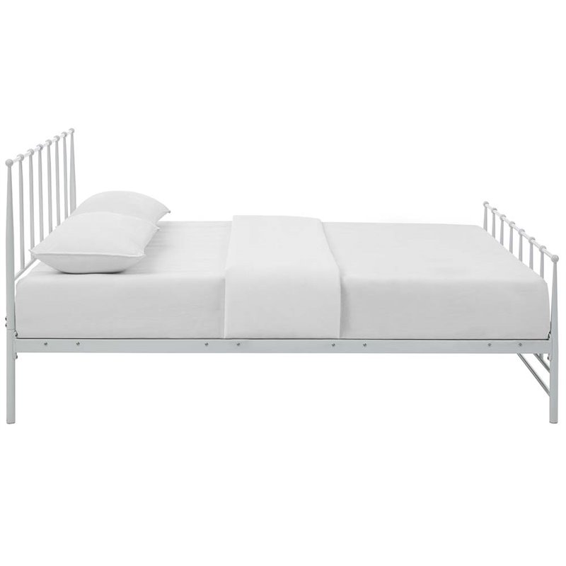 Modway Estate Modern Sturdy Powder Coated Steel King Bed in White