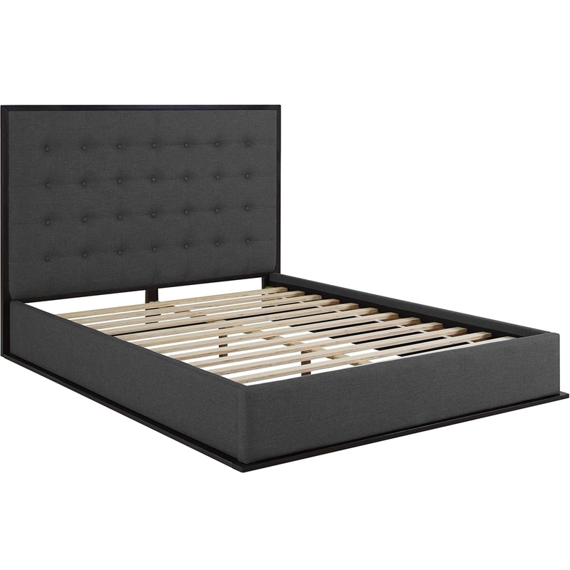 Modway Madeline Fabric Upholstered Queen Bed in Cappuccino and Smoke