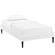 Sherry Vinyl Twin Bed Frame with Round Tapered Legs in White