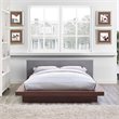 Modway Freja Queen Wood Polyester Fabric Platform Bed in Walnut/Gray