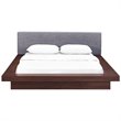 Modway Freja Queen Wood Polyester Fabric Platform Bed in Walnut/Gray