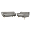 Modway Remark 2-Piece Polyester Fabric Rubberwood Living Room Set in Light Gray