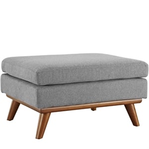 Modway Engage Upholstered Polyester Fabric and Wood Ottoman in Expectation Gray