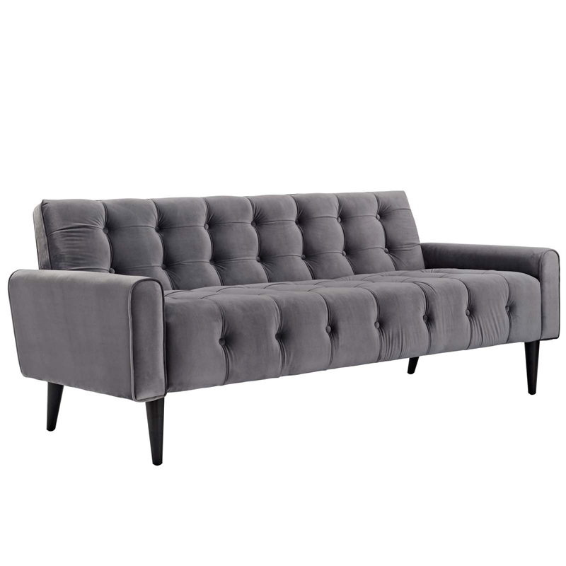 Modway Delve Modern Style Performance Velvet Sofa in Gray Finish