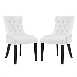 Modway Regent 20.5&quot Vinyl Dining Side Chair in Black/White (Set of 2)