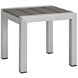Modway Shore Outdoor Patio Wood and Aluminum Side Table in Silver/Gray