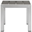 Modway Shore Outdoor Patio Wood and Aluminum Side Table in Silver/Gray