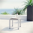 Modway Shore Outdoor Patio Wood and Aluminum Side Table in Silver/Gray