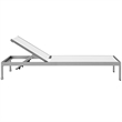 Modway Shore Fabric and Aluminum Outdoor Patio Sun Lounger in Silver/White