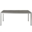 Modway Shore Outdoor Patio Wood and Aluminum Dining Table in Silver/Gray