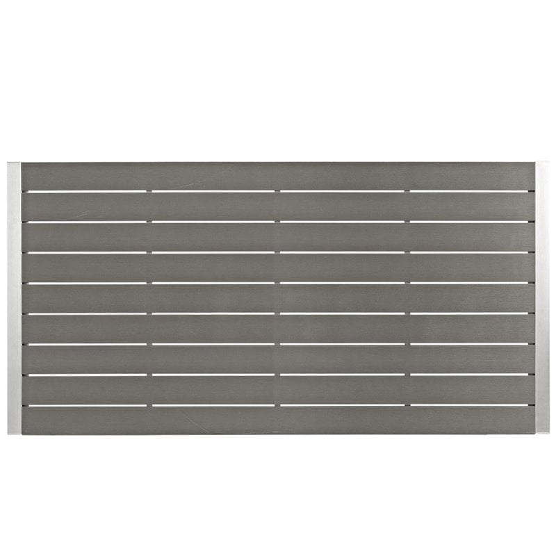 Modway Shore Outdoor Patio Wood and Aluminum Dining Table in Silver/Gray