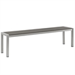 Modway Shore Aluminum Wood Plastic Outdoor Patio Bench in Silver/Gray