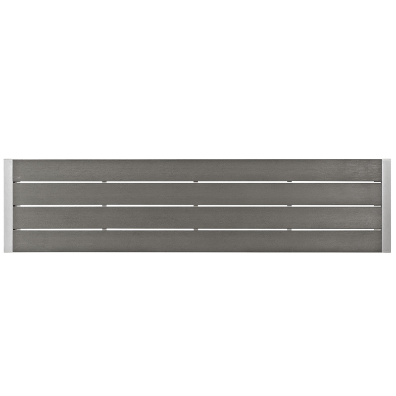 Modway Shore Aluminum Wood Plastic Outdoor Patio Bench in Silver/Gray
