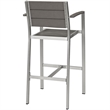 Modway Shore Outdoor Patio Wood and Aluminum Bar Stool in Silver/Gray