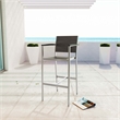 Modway Shore Outdoor Patio Wood and Aluminum Bar Stool in Silver/Gray