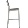 Modway Shore Aluminum Plastic Wood Outdoor Patio Armless Bar Stool - Silver/Gray