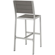 Modway Shore Aluminum Plastic Wood Outdoor Patio Armless Bar Stool - Silver/Gray