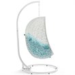 Modway Hide Steel Rattan Outdoor Patio Swing Chair with Stand in White/Turquoise