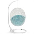 Modway Hide Steel Rattan Outdoor Patio Swing Chair with Stand in White/Turquoise