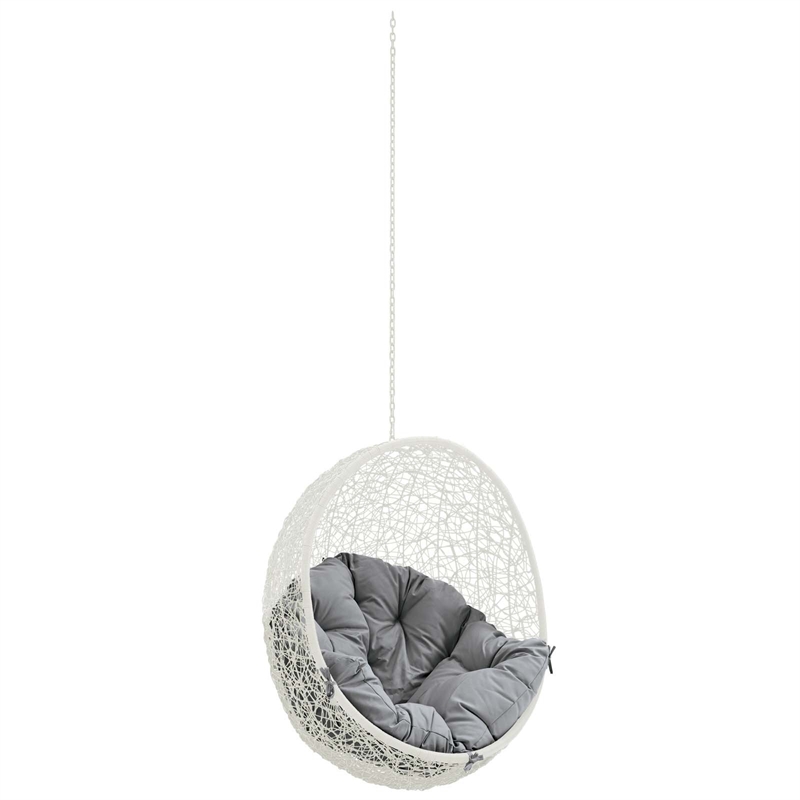 Modway Hide Steel Rattan Outdoor Patio Swing Chair without Stand in White/Gray
