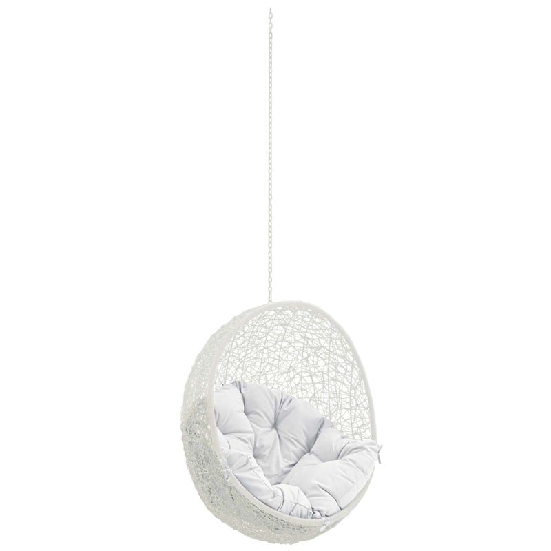 Modway Hide Steel Rattan Outdoor Patio Swing Chair without Stand in White