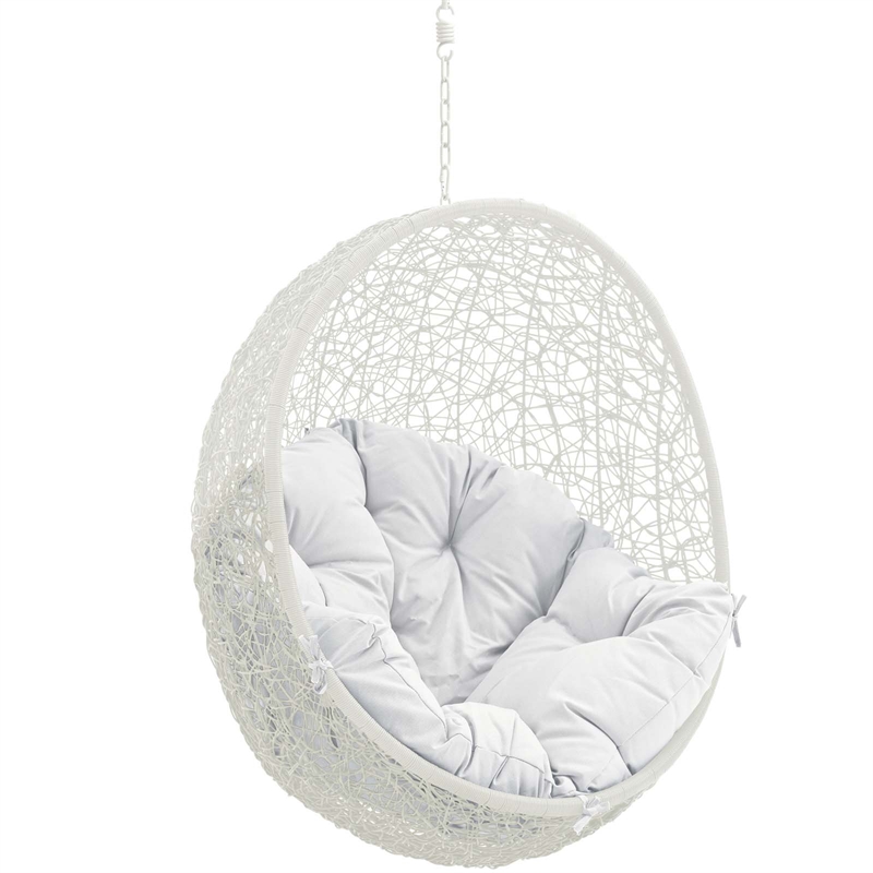 Modway Hide Steel Rattan Outdoor Patio Swing Chair without Stand in White