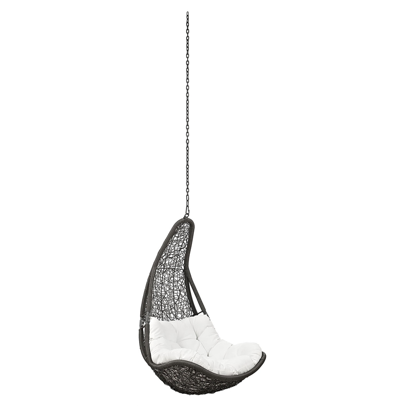 Modway Abate Steel Rattan Outdoor Patio Swing Chair without Stand in Gray/White