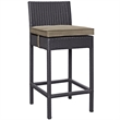 Modway Convene 5-Piece Aluminum Rattan Patio Pub Set in Espresso/Red