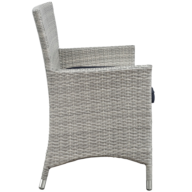 Modway Bridge 4-Piece Rattan Outdoor Patio Conversation Set in Light Gray/Navy