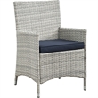 Modway Bridge 4-Piece Rattan Outdoor Patio Conversation Set in Light Gray/Navy