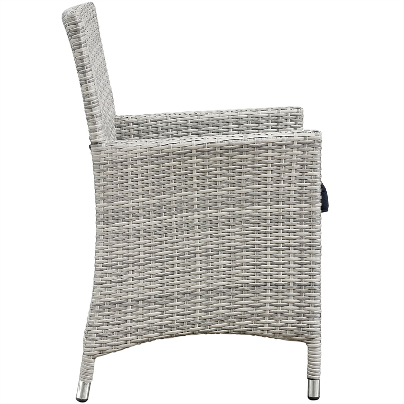 Modway Bridge 4-Piece Rattan Outdoor Patio Conversation Set in Light Gray/Navy