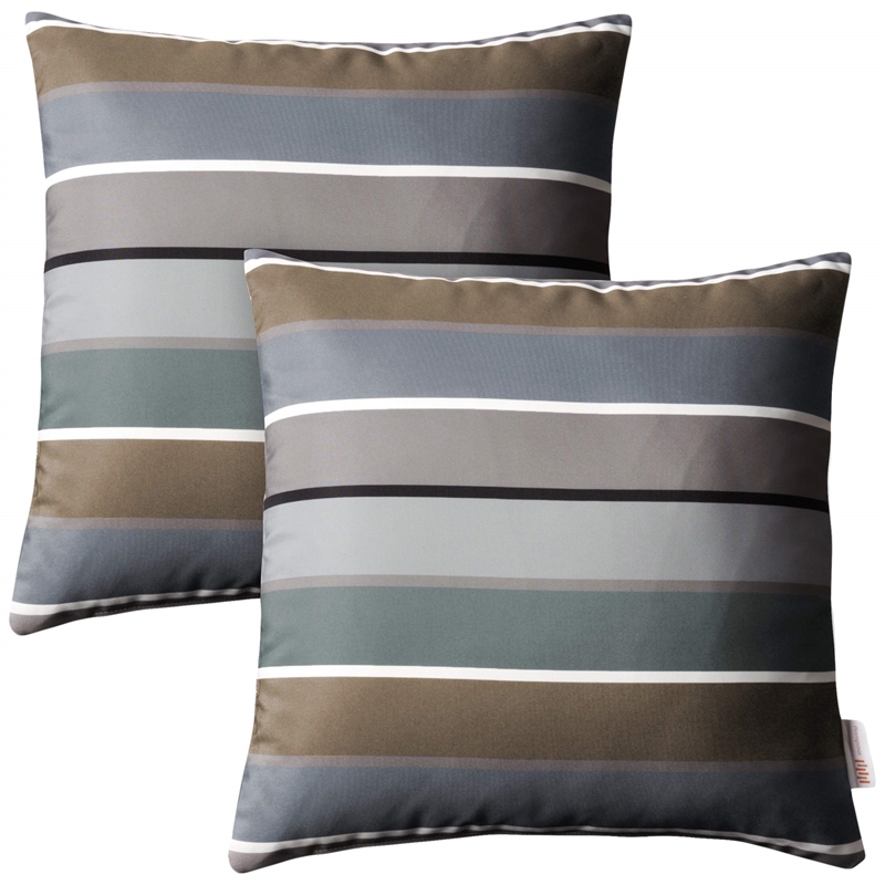 Modway 2-Piece Polyester Fabric Outdoor Patio Pillow Set in Stripe