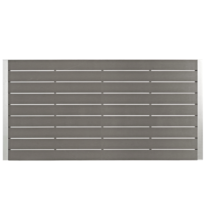 Modway Shore 7-Piece Outdoor Patio Wood and Aluminum Dining Set in Silver/Black