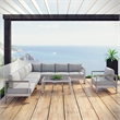 Modway Shore 7-Piece Outdoor Patio Aluminum Sectional Sofa Set in Silver/Gray