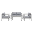 Modway Shore 6-Piece Outdoor Patio Aluminum Sectional Sofa Set in Silver/Gray