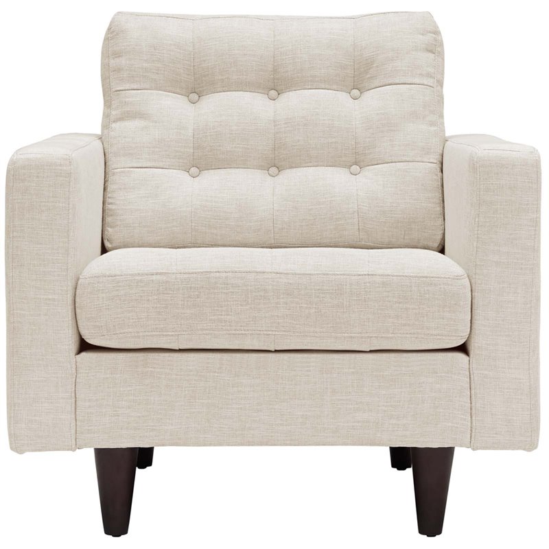Modway Empress Modern Upholstered Fabric Tufted Armchair in Beige