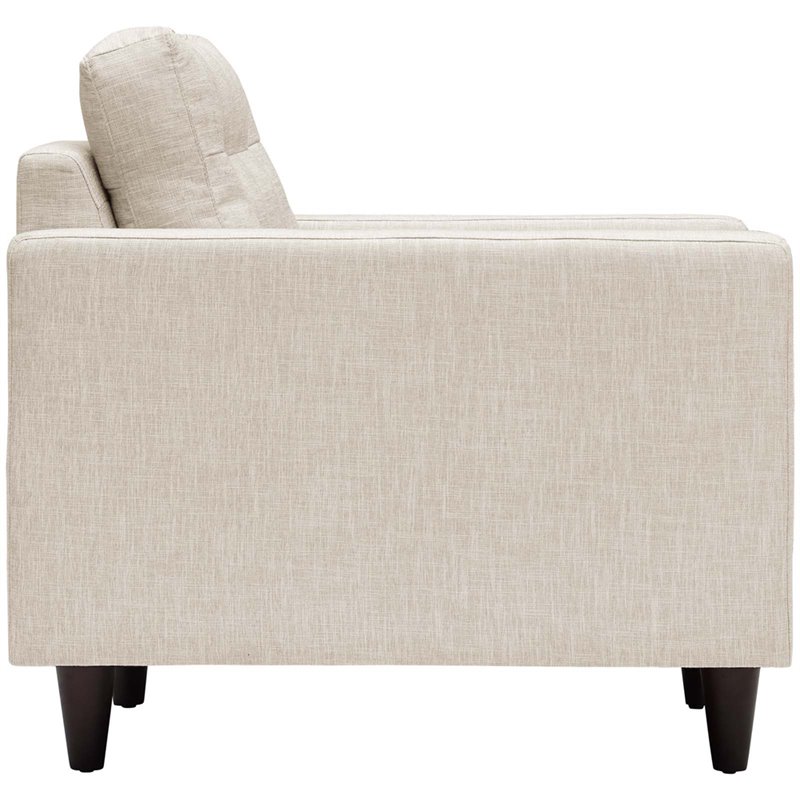 Modway Empress Modern Upholstered Fabric Tufted Armchair in Beige